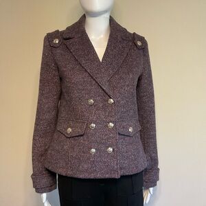 White House Black Market Double Breasted Military Coat~Heathered Plum~Small~NWOT